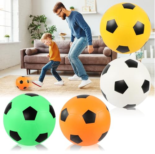 JXAXD 4 Stück Softball, 21 cm Beschichteter Mute Ball Trainings Fußball, Hüpfball, Fußball für Erwachsene, Jungen und Mädchen Jeden Alters