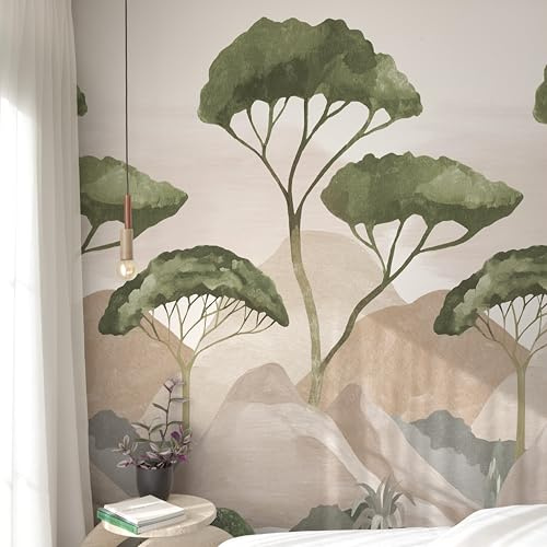 Grandeco Ovledo Abstract Painted Trees and Mountains 3 Panel repeatable Mural 1.59 x 2.8m