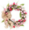 45cm Pink White Artificial Wreath for Front Door Spring Flora Faux Flower Wreath for Home Wedding Esater Day Green Leaf and Bow Home Decor (1pc)