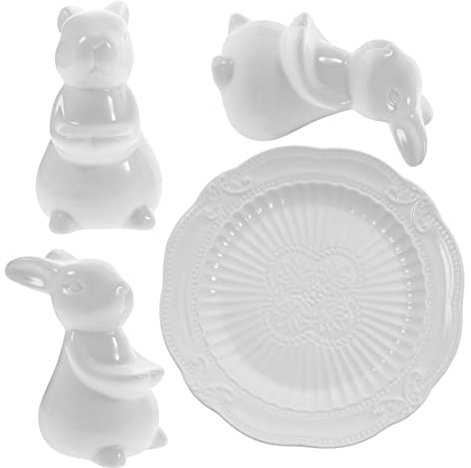 CIYODO 1satz Keramik-osterhasen-kuchenplatte Und Tray Teiliges Dessert Hochzeiten Partys Und Teepausen Als Cupcake-ständer Oder Obstteller