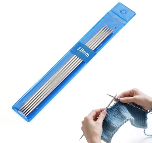 Coopay 5 Stück Mentall Nadelspiel 2,5 mm Stricknadeln Set, 15 cm Länge Stricknadeln für Socken, Schals, Mützen, Haustier, Pullover, Socken stricken für anfänger, Sockennadeln 2,5mm