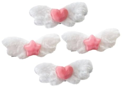 Veemoon 4 Stück-pack Engelsflügel Haarspangen für Frauen Weiche Flügelspangen mit Herz und Stern Motiv Haarschmuck für Dickes Haar Modische Haarclips für Alltag und Cosplay