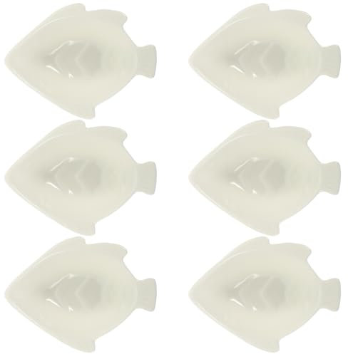 FUNNETOYU Set de 6 Cuencos de Cerámica Forma de Pez para Salsa Platos Pequeños para Aperitivos Material Resistente a Manchas para Fiestas y Picnics Diseño Simple y Funcional