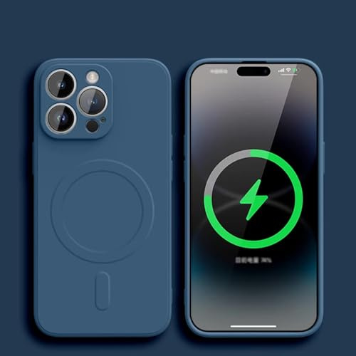 HJZSZX For iphone XR Liquid Silicone Wireless Charge Magnetic Case Shockproof Soft Cover(For iphone XR/Dark Blue)
