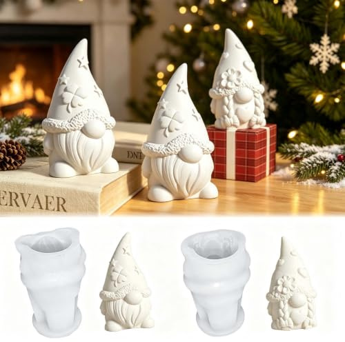 2 Silikonform Wichtel 3D, FORMVERSITY Silikonform Weihnachtsmann, Silikonforms Gießform Weihnachten Gipsformen zum Gießen, silikonformen Kerzen Silikon Gießform Wichtel für Dekorative