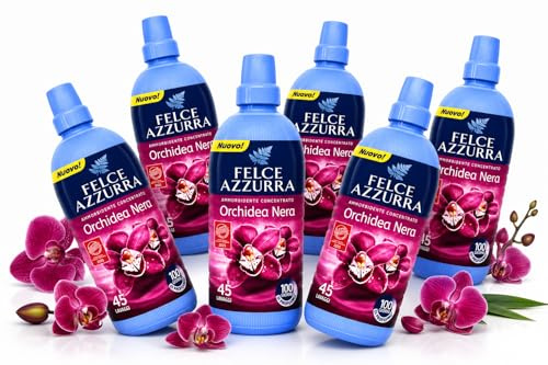 Ammorbidente Concentrato Orchidea Nera 45 Lavaggi – Ammorbidente Profumato per Bucato – Fragranza Floreale Intensa – Fino a 100 Giorni di Profumo – Per Lavatrice e Lavaggio a Mano - 6 Unita da 900ml