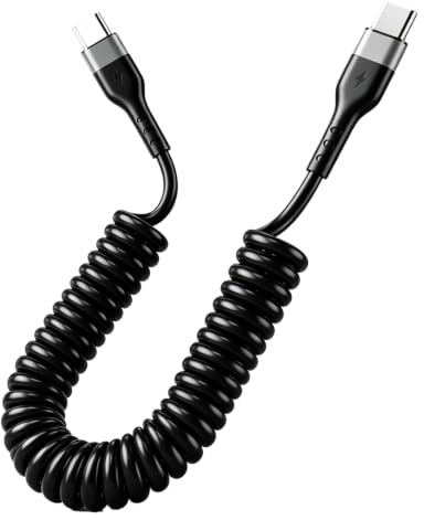 Coiled usb c cable Car Charger Cable,3A Fast Charging Cable,Tangle-Free