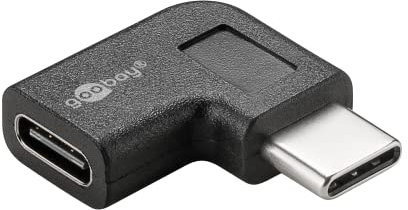 Goobay 45402 USB C Adapter USB C Winkelstecker 90 Grad für USB Kabel SuperSpeed 5 Gbit/s 90° Winkeladapter OTG Adapter USB C auf USB C Winkel Schwarz