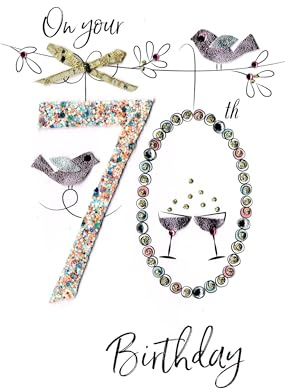 Female On Your 70th Birthday Greeting Card Hand-Finished Champagne Range Cards