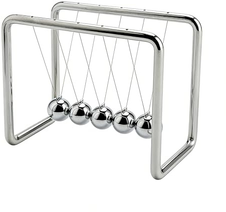 CERROPI Newtons Cradle, 25S+ Swing Time Newton's Pendulum 5 Balance Balls, Stress Relief Desk Toy, Gadget Science Physics Toys for Home and Office