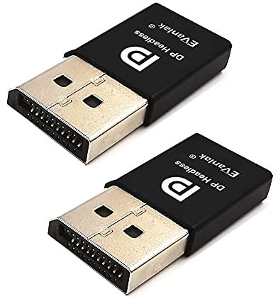EVanlak 3rd Generation Premium Aluminum disport Display Emulator DP Dummy Plug take Advantage of a high end Graphics Card remotely fit Headless 2560x1600@60Hz-2pack