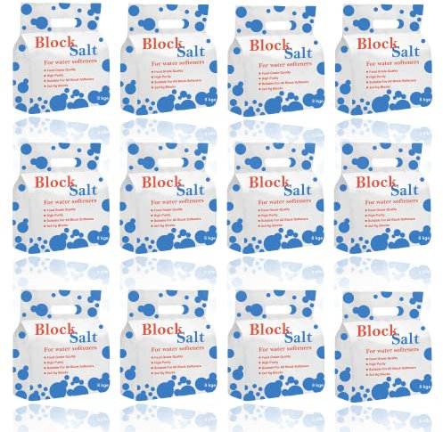 HSD Water Softener Salt Block 100% Genuine Food Grade Pure Salt Block Salt Softeners Compatible to All Water Softener Machine Soft Water Salt Blocks Each Pack Contains 2 Salt Block (12 Pack 24 Block)