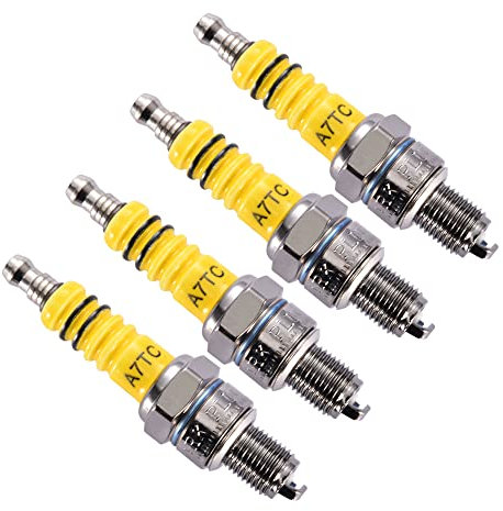 GOOFIT 4 Stück Set Motorrad-Zündkerze Ersatz für 50cc 70cc 90cc 110cc ATV 150 Moped A7TC Go Kart Scooter