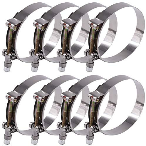 Glarks 8 Stück 86–94 mm Edelstahl-Schlauchschellen mit T-Bolzen für Turbo-Ansaugung, weiche Schlauchschellen
