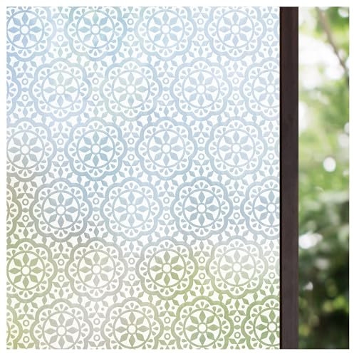 Lifetree Fensterfolie Blickdicht Selbsthaftende Sichtschutzfolie Fenster Dekofolie Privatsphäre Statisch haftenden Glasaufkleber Ohne Klebstoff Milchglasfolie für Zuhause und Büro Blumen 75 * 200 cm