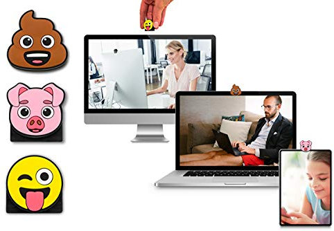hidemonkeys (3er Set) Webcam Abdeckung, Laptop Kamera Abdeckung, Webcam Cover, Smiley Camera Cover für Laptop, Emoticon Privacy Cover, Notebook und Tablet im 3D Emoji Design
