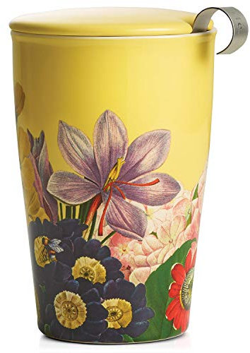 Tea Forte, tazza Kati, tazza con infusore per tè in ceramica con cestello per infusore e coperchio per macerare il tè sfuso in foglie (Soleil)