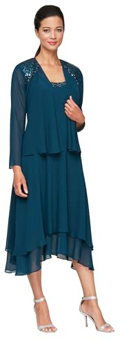 S.L. Fashions Women's Plus Size Embellished Tiered Jacket Dress Special Occasion Dress