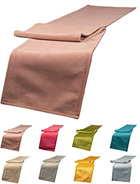 beties Samt&Sonders Tischband ca. 18x220 cm dekorativer Jeansnaht, aus deutschem Unternehmen in hochwertiger Qualität, Farbe: Altrosa