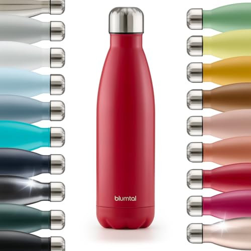 Blumtal® Botella termica Charles - botella termica 750ml sin BPA - botella agua acero inoxidable - botellas de agua acero inoxidable aislada - botella acero inoxidable - botella agua termica - en rojo