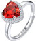Suplight Anello Donna Argento 925 con Pietra Cuore Regolabile Anello Donna Pietra Rubino Anello Pietra Rosa Donna Anello Donna Rosso Luglio con Confezione Regalo