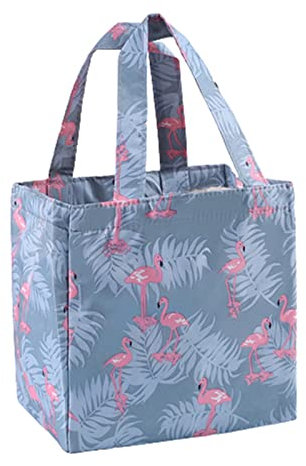 VIONNPPT Sac à déjeuner isotherme de grande capacité pour pique-nique, sac à main, réutilisable, étanche, pour bureau, école, pique-nique ou voyage (bleu flamant rose)