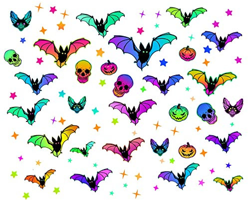 GADXE Halloween Luminous Skullss Pumpkin Bat Wandaufkleber Feiertagsdekoration Selbstklebender fluoreszierender Aufkleber Feinstaubplakette (B, One Size)
