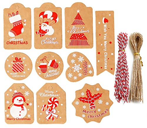 Geschenkanhänger Weihnachten 100 Stück, Kraftpapier zum Beschriften | Für Namen und persönliche Grüße auf Geschenken, Tüten, Adventskalendern und Weihnachtsdekoration; vielseitig kombinierbar.