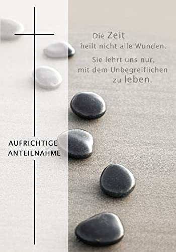 Perleberg Trauerkarte - Basic-Classic-Collection - Trauerkarten mit Umschlag - Liebevolle Beileidskarten mit Umschlag - Danksagungskarten Trauer - hochwertige Karten zur Trauer in 11,6 x 16,6 cm