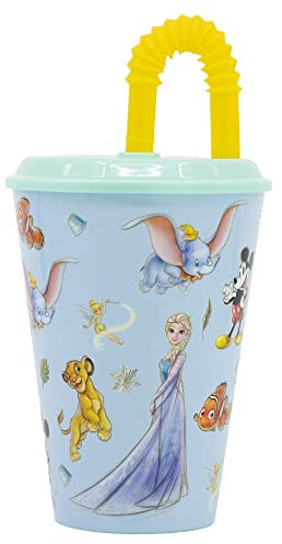 GOBELET RÉUTILISABLE POUR ENFANTS AVEC PAILLE EN PLASTIQUE SANS BPA 430 ML | DISNEY 100