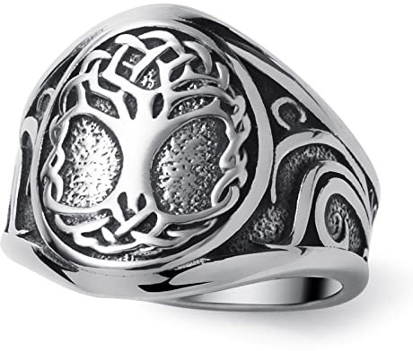 WESTMIAJW Viking Rings for Men Norse Tree of Life Rings Jewellery Size T1/2