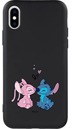 Case for iPhone X - XS Official Lilo & Stitch Kiss Liquid Silicone Black to Protect Your Mobile. Choose the Case Type You Like Best with Official Disney License