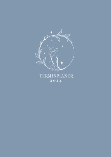 Terminplaner 2024: A4 Wochenkalender mit Zeiteinteilung | 1 Woche auf 2 Seiten mit Uhrzeit | Personal Organizer | Terminkalender mit Zeit | Soft-Cover Boho Blau