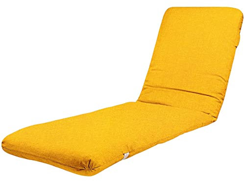 TIENDA EURASIA - Cojín para Tumbona de Jardín, Relleno de Fibra Acolchada, Funda de Tela Lavable con Cremallera, Cojines para Tumbonas (170 x 50 x 6 cm, Amarillo)