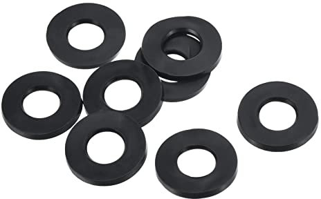 PATIKIL M10 Rondelle Plate Caoutchouc, 8 Paquet 10mm ID 20mm OD Étanchéité Entretoise Joint Anneau pour Robinet Tuyau Eau Tuyau Fixation Boulon,Noir
