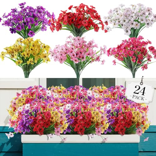 AGIRL Artificial Flowers Outdoor UV Resistant Fake Plant Garden Patio Decor