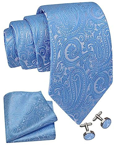 Moschen-Bayern Trachtenkrawatte Herren Krawatte Seidenkrawatte Paisley festlich Hochzeit 100% Seide Blau Hellblau