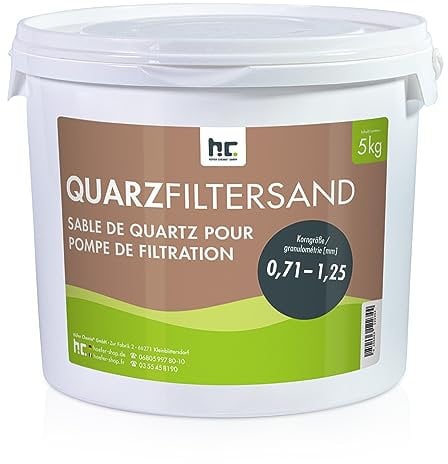 Höfer Chemie 5 kg Sable de Quartz Premium pour Filtre de Piscine 0,71-1,25 mm - Idéal pour Filtration d'eau Potable, Fabriqué en Allemagne