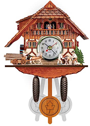 Eurobuy Traditionelle Kuckucksuhr aus Holz, antikes Vintage-Design, Uhr mit Pendel, Wandwecker, Dekoration für Wohnzimmer, Schlafzimmer, Café, Restaurant, Hotel