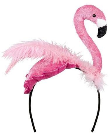TrendandStylez Haarreif Flamingo, pink, Plüsch mit Federn, Kopfschmuck, Accessoire für Karneval, Fasching, Mottoparty