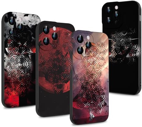 PBNDJVG 4 Stück Handyhülle für Apple iPhone 15 PRO MAX 6.7 Zoll Anime Naruto Uchiha Sasuke Itachi Manga Muster Design Junge Case All Inklusiv Linsen Schutzhülle TPU Silikon Weich Ultra Dünn Cover, 01