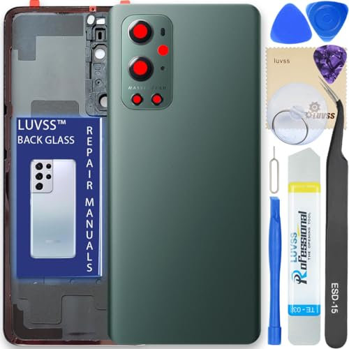 LUVSS Coperchio Copribatteria Scocca Vetro Posteriore Imposta per OnePlus 9 PRO (Verde)
