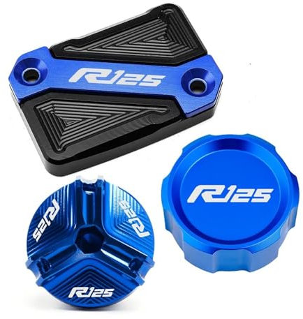 Motorrad Öleinfülldeckel Mit Für Ya&maha R125 YZF R125 2010-2023 Motorrad Zubehör Aluminium Vorne Hinten Brems Flüssigkeit Reservoir Abdeckung Motoröl Einfülldeckel