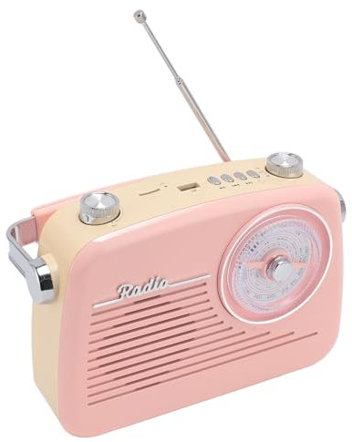 CCYLEZ Tragbares Retro-Radio FM AM SW, USB-Bluetooth-Lautsprecher, Kompakt und Tragbar, für Drinnen und Draußen, Einfach zu Bedienen, für ältere Menschen (Pinks)