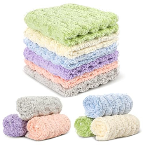 PHOGARY Mikrofaser Waschlappen Gesicht für Schonende Gesichtsreinigung, 6 Stück Abschminktücher Waschbar Extra Dick Microfaser Putztuch, Mini Handtücher Gesichtshandtücher (30x30cm, Karomuster)