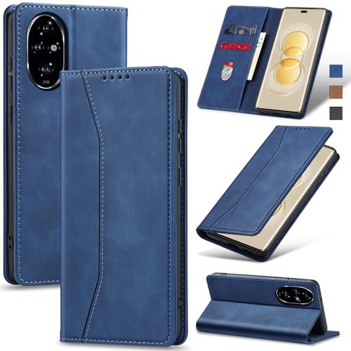 Jasonyu Cover per Honor 200 Pro Flip Custodia in Pelle PU, Cover a Libro Portafoglio, Funzione Supporto, Magnetica, Slot Schede, TPU Bumper Caso Custodia per Honor 200 Pro (Blu)