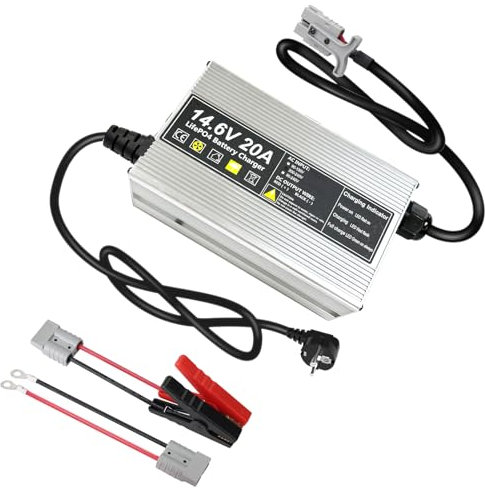 14,6V 20A LiFePO4 Ladegerät für 12V (12,8V) Lithium Eisenphosphat Batterieladegerät Schnellladung schützt den Akku