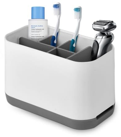 Flintronic Kunststoff Zahnbürstenhalter, Zahnbürste Organizer, Abnehmbarer Zahnbürstenhalter, für Badezimmer Waschbecken, Große Zahnbürstenständer Abflussig, für Familie, Kinder(Grau)