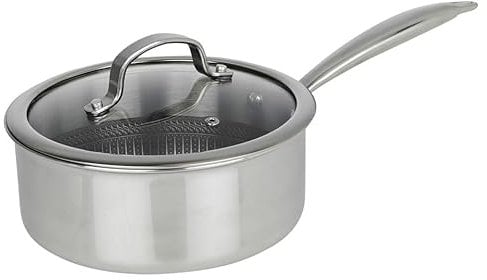 HEXTEC Laser Etched Honeycomb Non Stick Stainless Steel Cookware Pot & Pans Set with Lid - Induction Ready Deep Fryingpan Saucepan Casserole Stockpot with Cool Handles for Home Kitchen Chef, PFOA Free