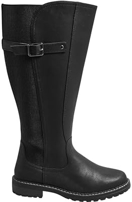 Yours - Faux Leather Stretch Knee High Boots In Extra Wide Eee Fit - Women's